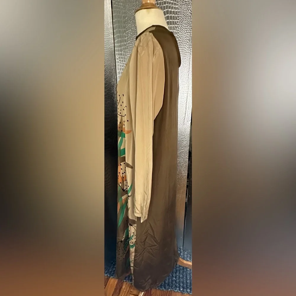 I Magnin Nicole LTD Vintage Silk Artistic Floral Long Sleeve Dress Size 12 - Picture 4 of 8